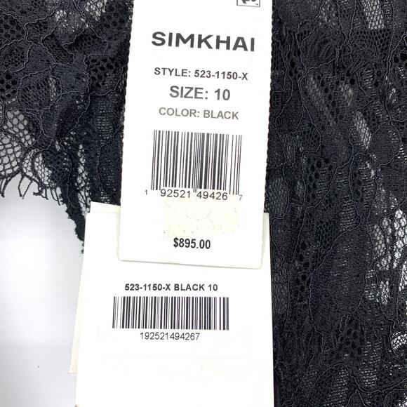 Simkhai Vea Lace Trim Open Back Gown Womens Size 10 Black Draped Satin NEW - Picture 6 of 10
